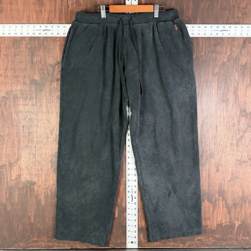 Polo Ralph Lauren Pajama Pants Waffle Knit‎ Thermal Lounge Black Red Bred Men XL